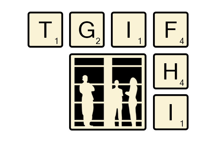 tgifhi logo. Black text against transparent background with silhouette of three people.